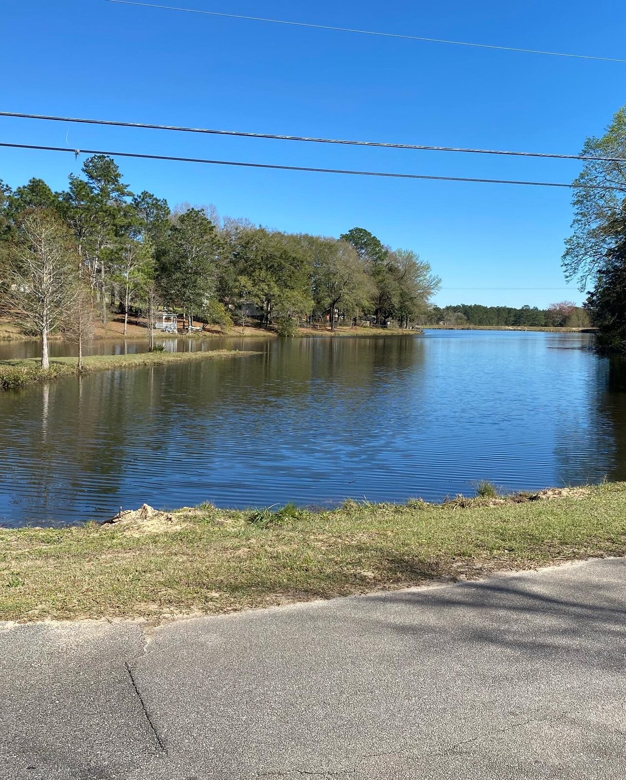 Floating fountain aerating a managed pond on the Florida Panhandle