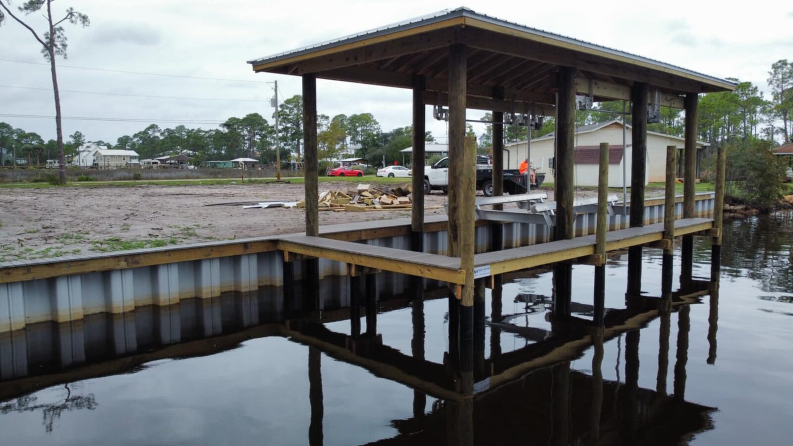 Marine Construction by SKS Aquatic on the Gulf Coast — Barge-set piles