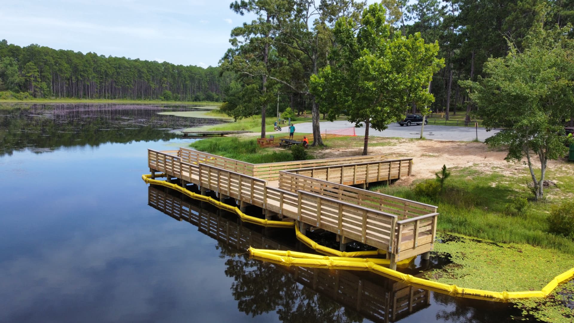Completed SKS Aquatic lake boardwalk over calm water