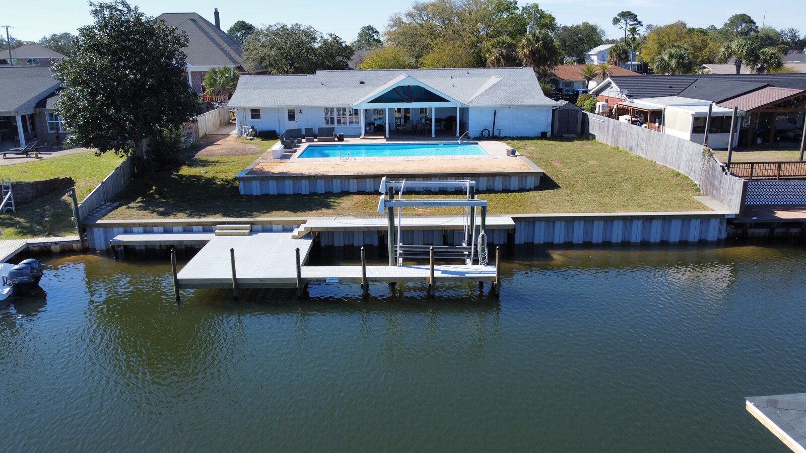 SKS Aquatic crew building a dock and boathouse on the Gulf Coast