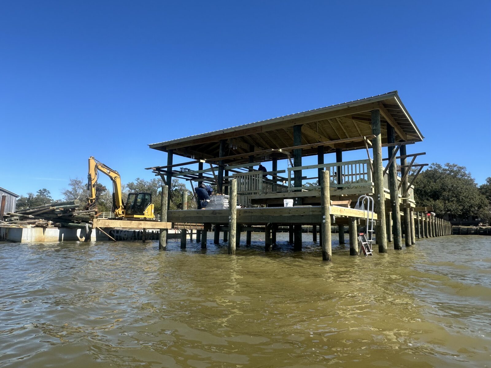 Marine Construction by SKS Aquatic on the Gulf Coast — Barge-set piles