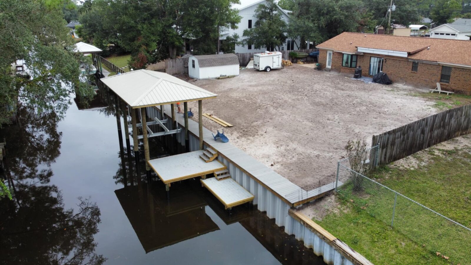 Marine Construction by SKS Aquatic on the Gulf Coast — Finished dock and walkway